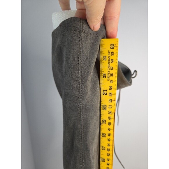 Shoe dazzle thigh high gray Faux suede lace up biker Style Chunky boot Sz 8.5 - Picture 8 of 13